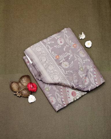 Grey katan banarasi silk saree Grey katan banarasi silk saree