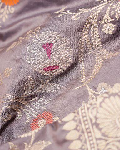 Grey katan banarasi silk saree Grey katan banarasi silk saree