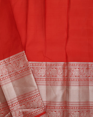 Bright Red Kanchipuram Silk Saree