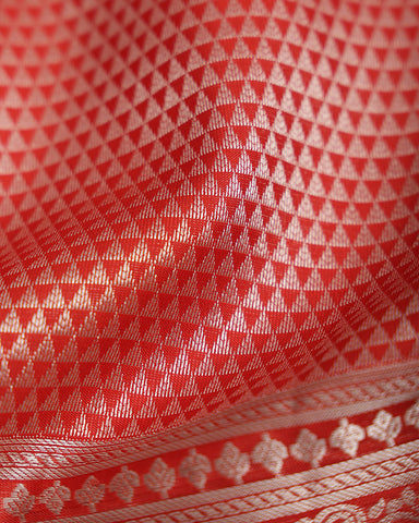 Bright Red Kanchipuram Silk Saree