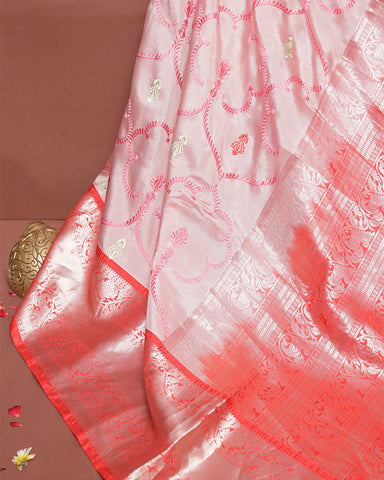 Pink kanchi embroidery saree Pink kanchi embroidery saree