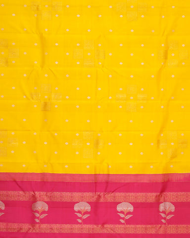 Bright Yellow Kanjivaram Saree