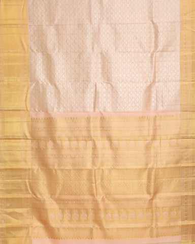Peach Pink Orange Kanchipuram Silk Saree