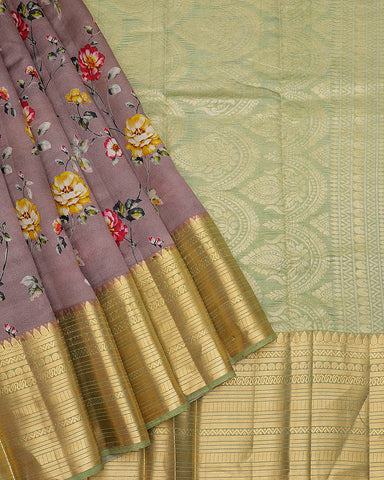 Lalic printed kanjivaram silk saree Lalic printed kanjivaram silk saree