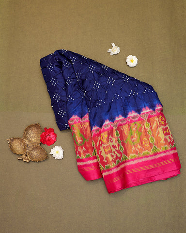 Royal blue Bandhani silk saree Royal blue Bandhani silk saree