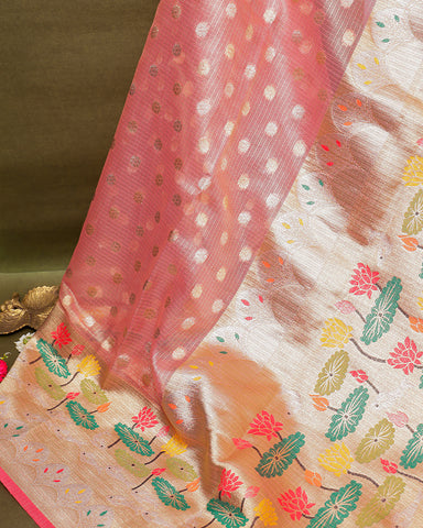 Onion pink kota Fancy saree Onion pink kota Fancy saree
