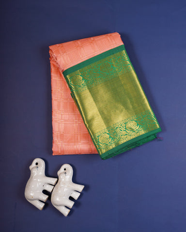 Peach pink kanjivaram silk saree Peach pink kanjivaram silk saree