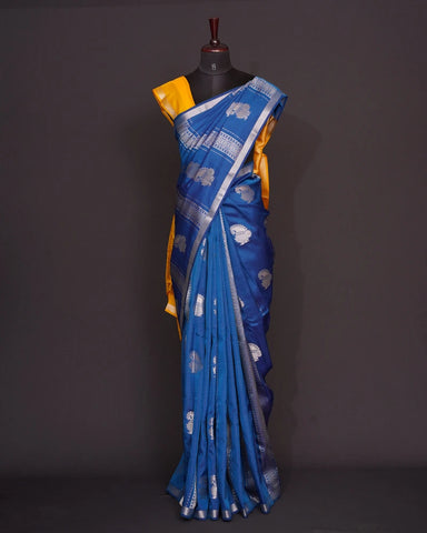 Royal blue Mysore silk saree Royal blue Mysore silk saree
