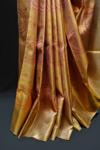 Classic Gold Kanjivaram Silk Saree with Circle Weaving Classic Gold Kanjivaram Silk Saree with Circle Weaving
