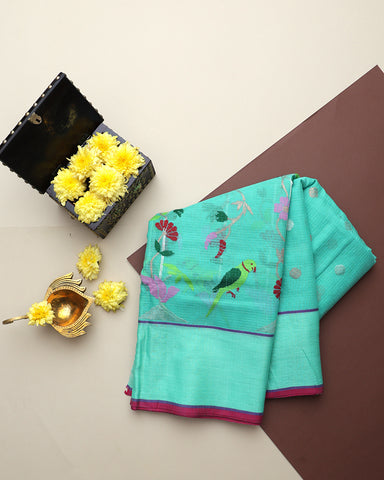 Blue Kota Silk Saree Blue Kota Silk Saree