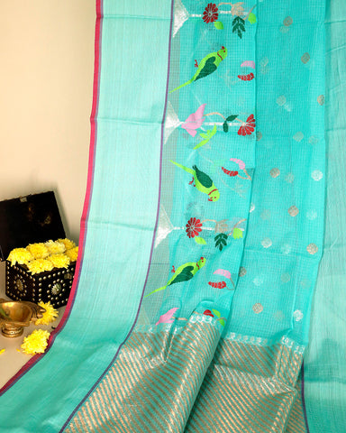 Blue Kota Silk Saree