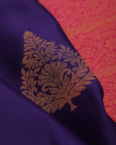 Purple Blue Kanjivaram Silk Saree