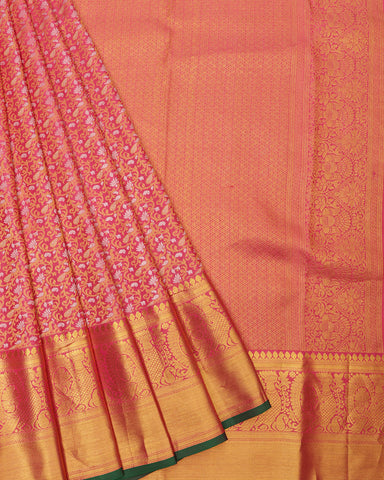 Crimson Pink Kanjivaram Silk  Saree