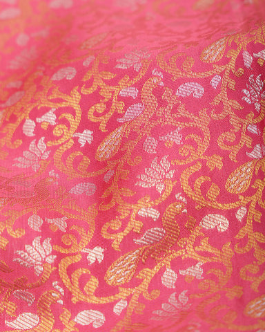 Crimson Pink Kanjivaram Silk  Saree