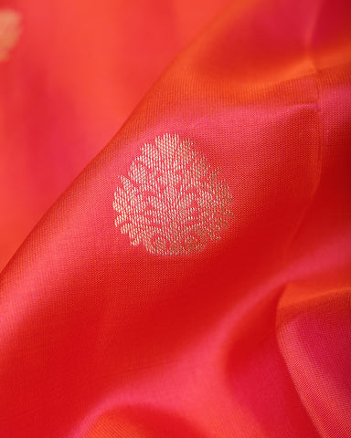Coral pink Kanjivaram silk saree