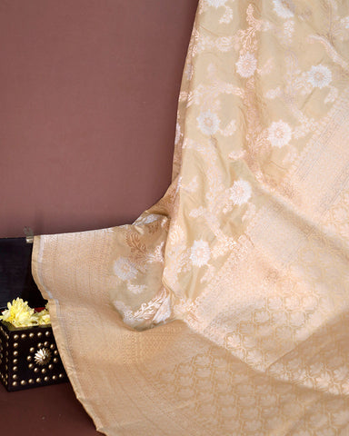 Beige Color Katan Banarasi Silk Saree