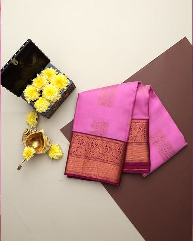 Rose Pink Kanchipuram Silk Saree
