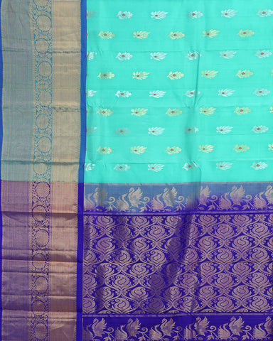 Turquoise Blue Kanjivaram Silk Saree
