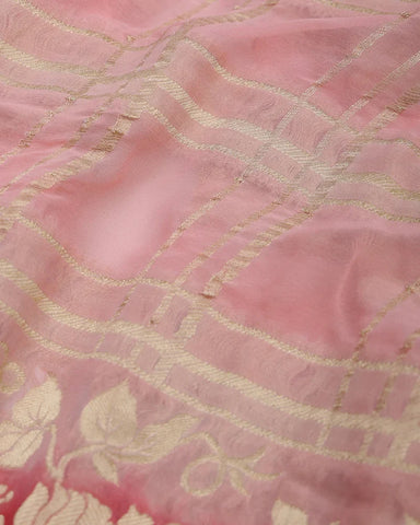 Peach Pink Banarasi Silk Saree