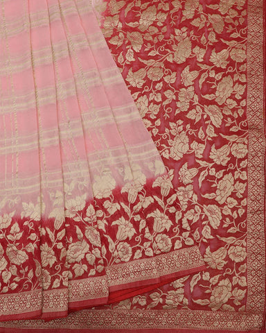 Peach Pink Banarasi Silk Saree