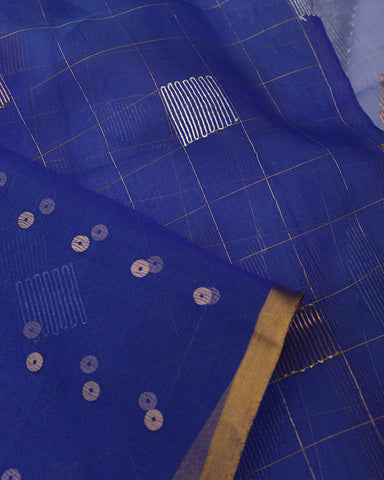 Royal Blue Dhakai Linen Saree Royal Blue Dhakai Linen Saree