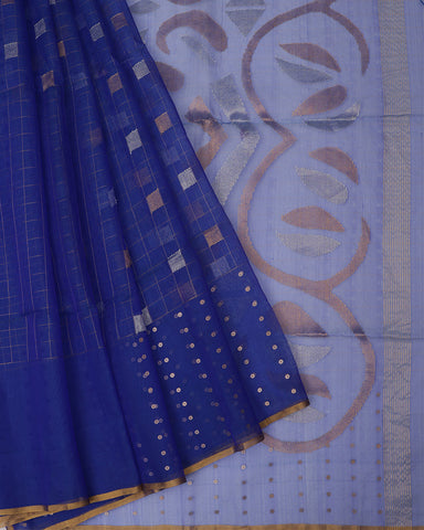 Royal Blue Dhakai Linen Saree Royal Blue Dhakai Linen Saree