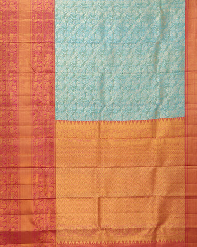 Sea Blue Tissue Kanjivaram Silk Saree