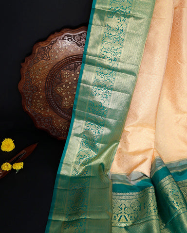 Peach  Orange Kanchipuram Silk Saree Peach  Orange Kanchipuram Silk Saree
