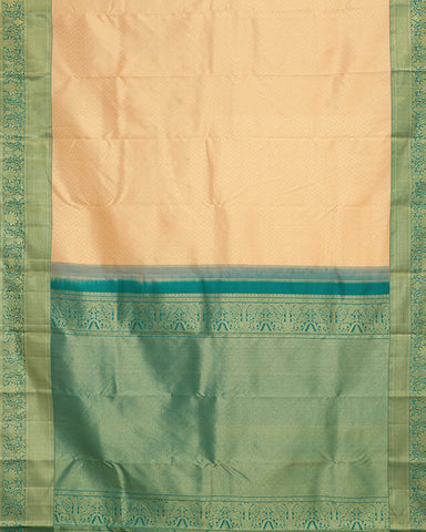 Peach  Orange Kanchipuram Silk Saree