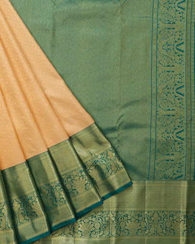 Peach  Orange Kanchipuram Silk Saree Peach  Orange Kanchipuram Silk Saree
