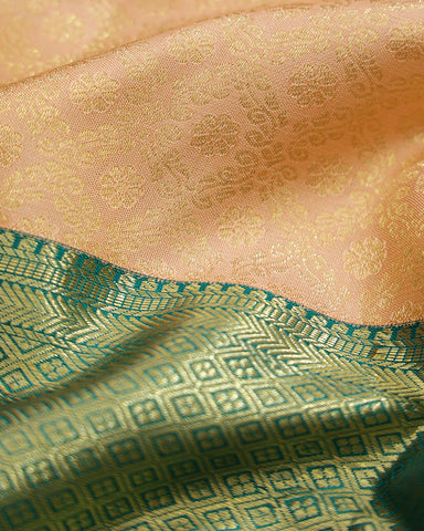 Peach  Orange Kanchipuram Silk Saree Peach  Orange Kanchipuram Silk Saree