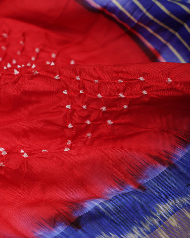 Red Patola Bandhani Silk Saree