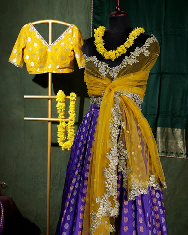 Royal Blue Kanjivaram Lehenga Set Royal Blue Kanjivaram Lehenga Set