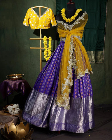 Royal Blue Kanjivaram Lehenga Set Royal Blue Kanjivaram Lehenga Set