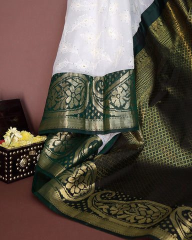 White Kanjivaram Georgette Saree White Kanjivaram Georgette Saree