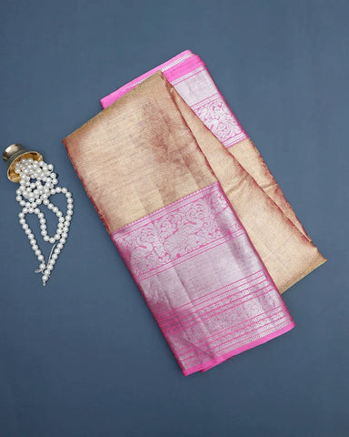 Onion Pink Tissue Kanjeevaram Saree