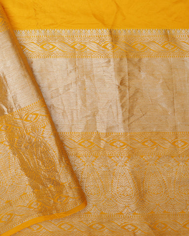 Mustard Yellow Bandhani Silk Saree