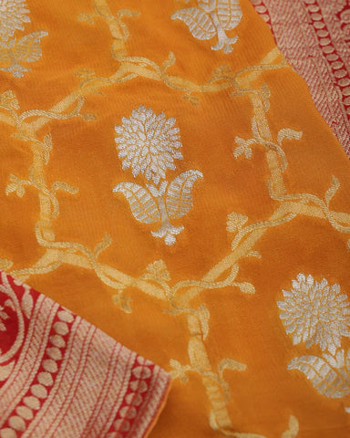 Yellow Banarasi Georgette Saree