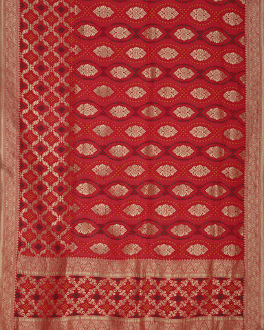 Crimson Red Banarasi Georgette Bandhani Saree