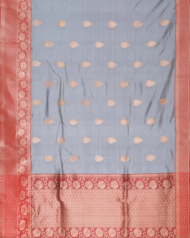Oxford Blue, this Katan Banarasi silk saree