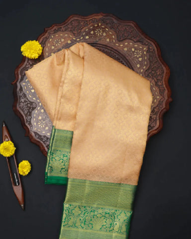 Peach  Orange Kanchipuram Silk Saree Peach  Orange Kanchipuram Silk Saree