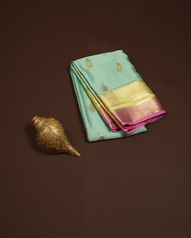 Aqua green Mysore silk saree