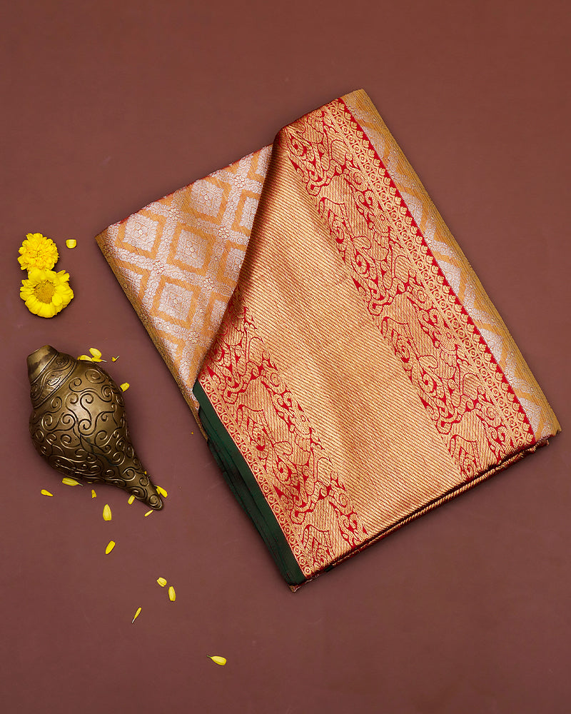 The onion pink tissue Kanjivaram silk saree (Copy)