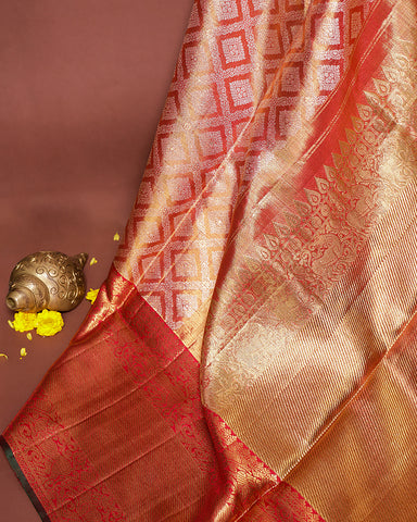 The onion pink tissue Kanjivaram silk saree (Copy)