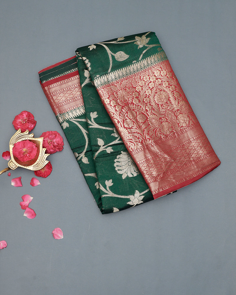 Green fancy silk saree