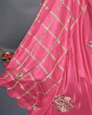 Pink fancy embroidery saree