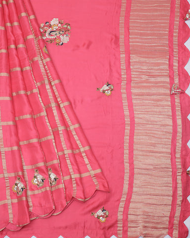 Pink fancy embroidery saree