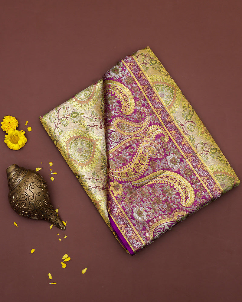 The pink Kanjivaram silk saree