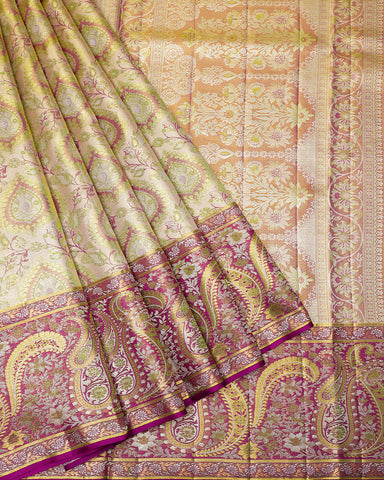 The pink Kanjivaram silk saree