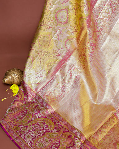 The pink Kanjivaram silk saree